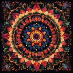 Obraz premium Vibrant Intricate Mandala Design with Geometric Shapes