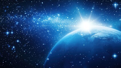 Space Galaxy with Stars, Nebulas, and Planets in a Vast Universe Background