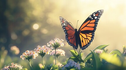 Obraz premium Monarch Butterfly in Sunlit Meadow