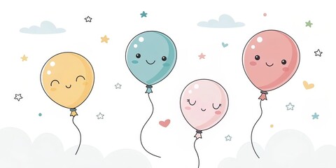Obraz premium minimalist cute cartoon balloon background