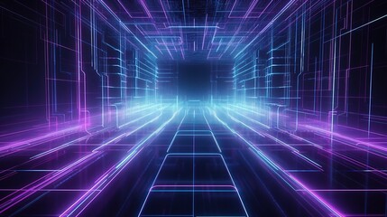 Fototapeta premium Futuristic Digital Grid with Glowing Colors