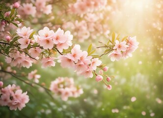 Obraz premium An image of pink blossoms on a sunny day