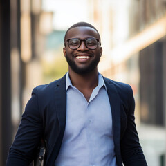 Fototapeta premium Portrait of a smiling businessman in the city