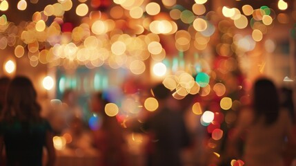 Fototapeta premium Dreamy outoffocus view of a lively Christmas party in full swing.