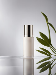 천연 식물 환경을 갖춘 그린 스킨케어 병
