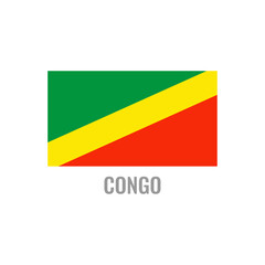 Fototapeta premium Congo flag icon. The country sign. Rectangle shape. Isolated on a white background. Vector image.