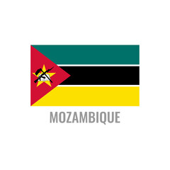 Mozambique flag icon. The country sign. Rectangle shape. Isolated on a white background. Vector image.