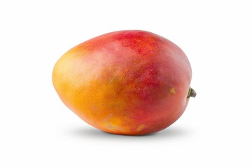 Ripe mango fruit isolated on white background. Mango composition with clipping path. Mango macro studio photo