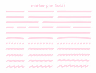 シンプルかわいい手描きラインマーカーセット（太線）