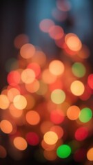 Obraz premium Abstract background of colorful bokeh Christmas lights with a soft focus effect, Christmas, celebration