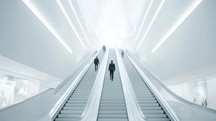 Obraz premium People customer transport on escalator at urban shopping mall, Department store business, financial economy,city life, tourist traveler lifestyle,Motion blur,copy space.