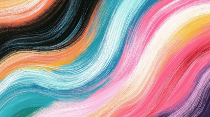 Fototapeta premium Colored chalk wavy curved lines, a collection of sketched pastel strokes in different widths mimicking soft textures, perfect for decorative borders and playful illustrations