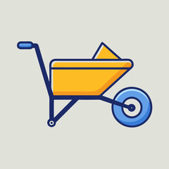 A simple and clean illustration of a wheelbarrow, perfect for representing gardening, construction, or any task that requires moving materials. This icon is ideal for use in apps, websites.