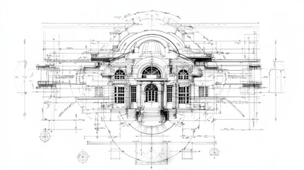 Fototapeta premium An overhead view of architectural blueprints with detailed linework, rulers, and sketches.