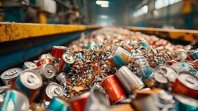 Crushed Aluminum Cans in Industrial Setting