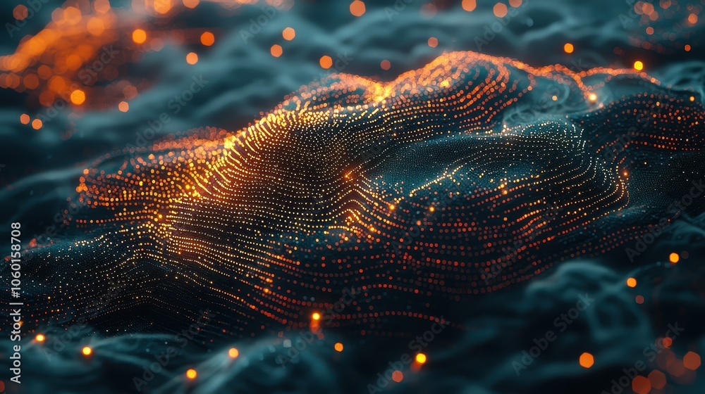 Poster glowing 3d cloud with secure data visualization