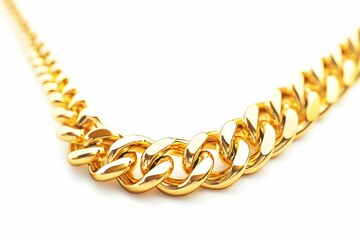 Obraz premium A close-up of a shiny gold chain necklace, showcasing its intricate links and luxurious appearance.