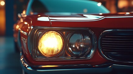 Classic Car Headlight Close-up