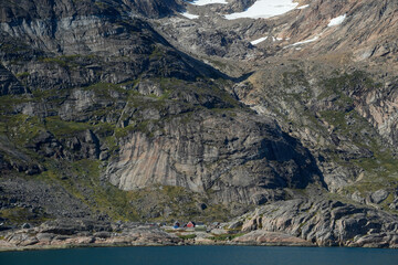 Prince Christian Sound in Greenland - Gletscher auf den Bergen