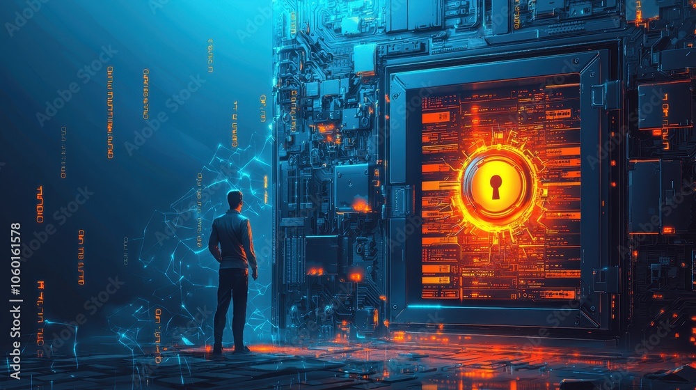 Poster encrypted digital gateway with safe access visualization