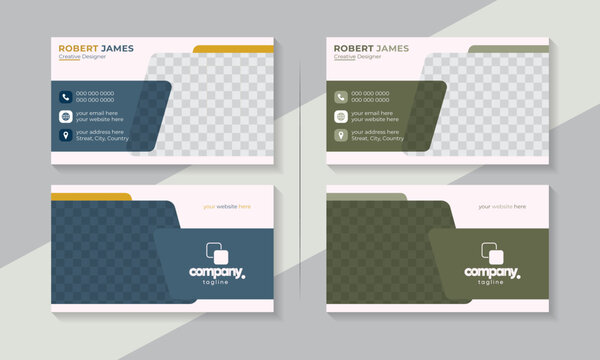 Modern and clean style double sided business card bundle template.