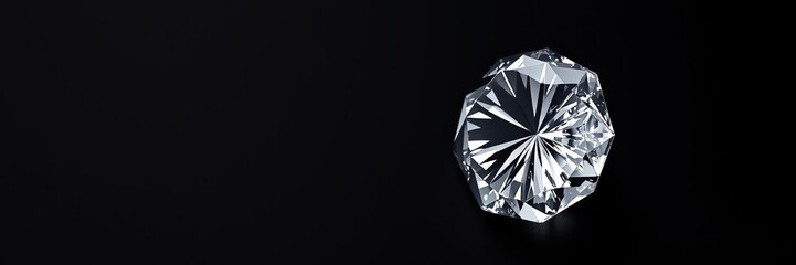 Raw diamond with sharp edges and sparkling facets isolated on a sleek black background, expensive, black, close-up