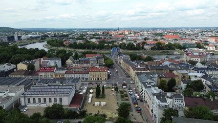 Aerial view of Krakow cityscape with forest