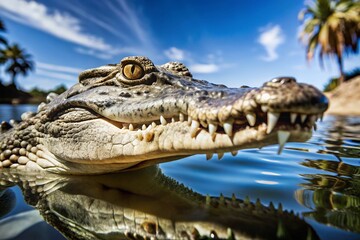 Obraz premium alligator in the everglades prowling towards the camera