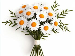A vibrant bouquet of white daisies with orange centers, perfect for celebrations, gifts, or home decor.