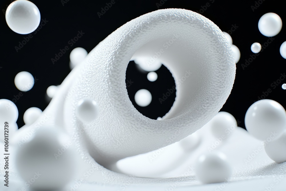 Fototapete the image is a white and black abstract piece with a white object in the center. white object is sur