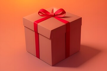 Obraz premium ia generated. red gift box with ribbon