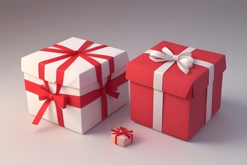 Obraz premium ia generated. red gift box with ribbon