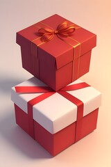 Fototapeta premium ia generated. red gift box with ribbon