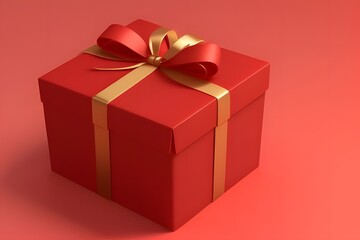 Fototapeta premium ia generated. red gift box with ribbon