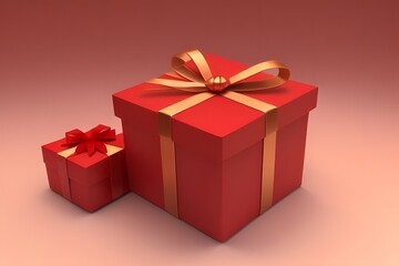 Fototapeta premium ia generated. red gift box with ribbon