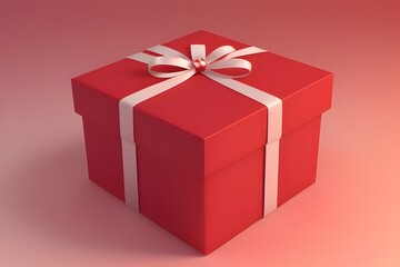 Fototapeta premium ia generated. red gift box with ribbon