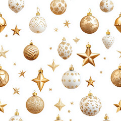 Fototapeta premium stunning array of golden Christmas ornaments and snowflakes, perfect for adding a touch of luxury to your holiday decor.