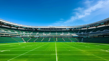 Obraz premium stadium, interior, green, stands, white, roof, LED, screens, lawn, sunny, day, sports, arena, event, seating, architecture, facility, athletic, field, game, match, venue, audience, seating, structure