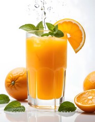 Fresh Orange Juice Splash Orange Juice with Mint  Refreshing Orange Juice Orange Juice Splash Photography