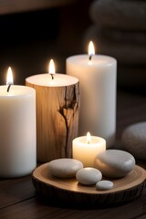 ia generated. spa still life with candles. candles in the spa. spa still life