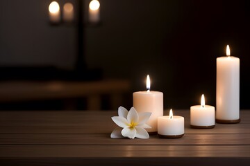 ia generated. spa still life with candles. candles in the spa. spa still life