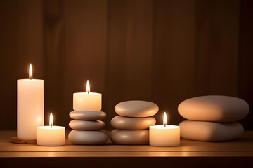 ia generated. spa still life with candles. candles in the spa. spa still life