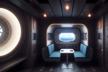 interior of a modern train. ia generated. interior of a modern car