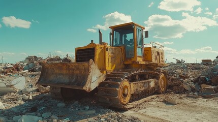 Obraz premium Urban Bulldozer: Clearing Debris From City Streets