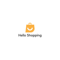 Shopping bag logo design with smile icon. Logo Shopping concept