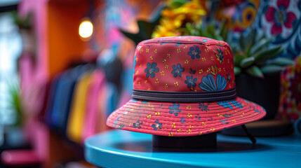 Bright Red Carhartt 101223 Bucket Hat on Vintage Mannequin in Retro Studio