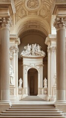 Obraz premium A grand architectural space featuring classical columns and intricate sculptures.