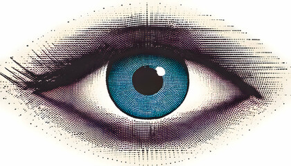 Obraz premium Abstract halftone eye collage element. Trendy grunge design element