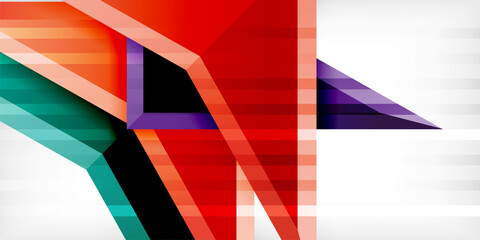 Obraz premium Arrows with 3d effect abstract background. Triangles on light grey backdrop