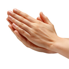 A pair of hands clapping symbolizing appreciation and recognition, isolated on white background